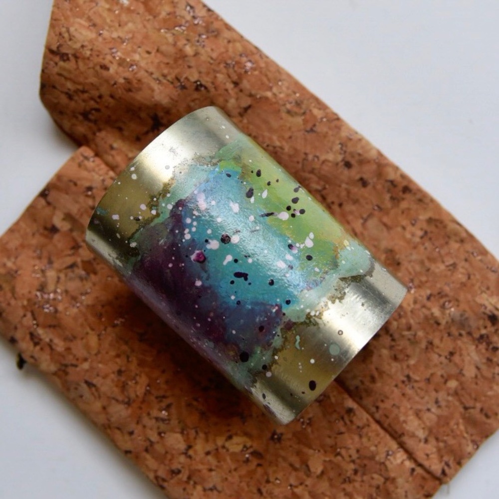 Anthropologie hand-painted brass cuff Sibilia OS